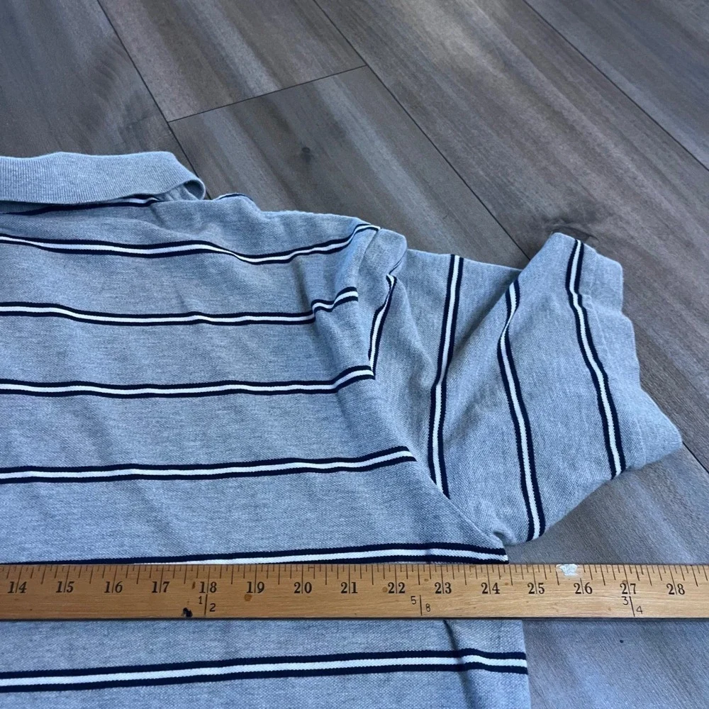 Polo Ralph Lauren Men's 2XB Big Gray Striped Short Sleeve Polo Shirt Bin‎ C-200